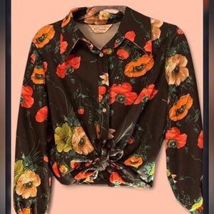 Vintage 70’s |Witchy| Cottagecore| NPC Fashions Floral Poppy Blouse